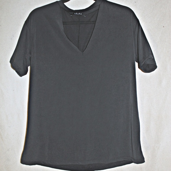 AKIRA Flowy Black Cutout Style VNeck Womens Size S - Picture 2 of 3